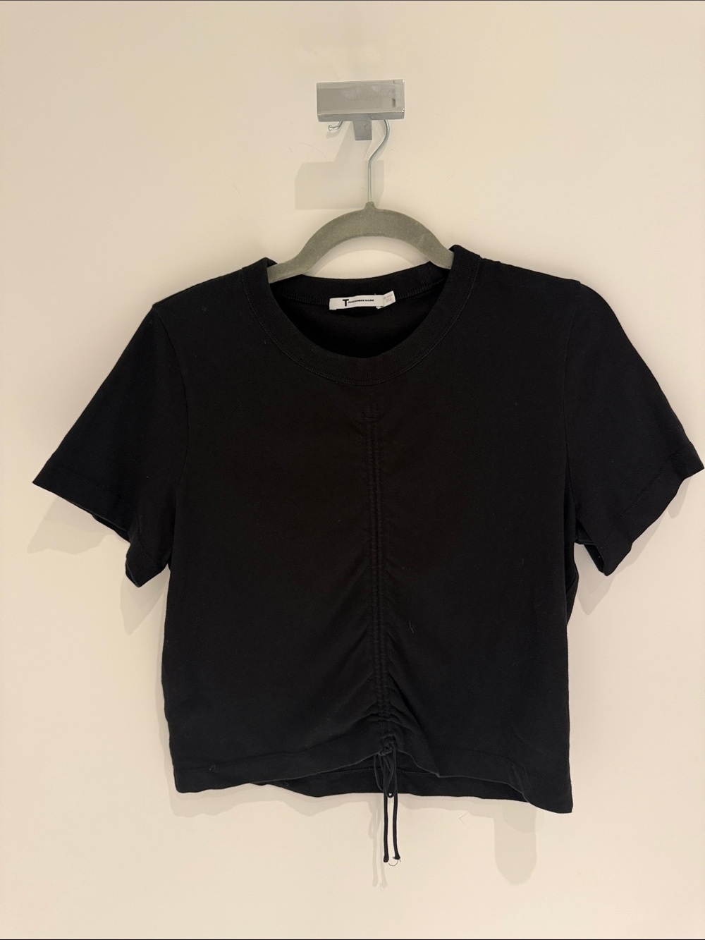 T Alexander Wang Womens Drawstring Middle Tee Shirt Black